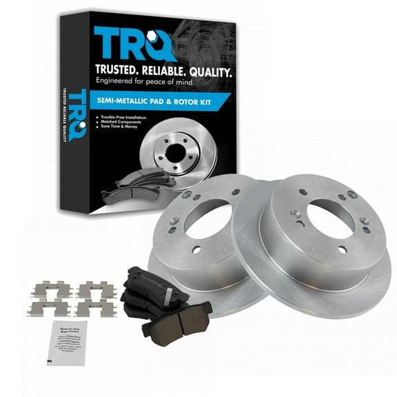 TRQ Rear Brake Pad & Rotor Kit Brake Pads Brake Rotor Semi-Metallic Fits Select 2006-2008 Hyundai Sonata 2005-2009 Tucson 2001 XG300 2002-2005 XG350 2006-2010 Kia Optima 2005-2010 Sportage