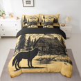 thumbnail image 2 of Manfei Rustic Wolf Print Bedding Comforter Set 7 Pieces for Kid, Farmhouse Cabin Full Bedding Set, Wildlife Animal Reversible Fitted Sheet Flat Sheet, Microfiber Bedroom Decor, 2 of 7