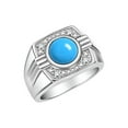 thumbnail image 4 of RYLOS Mens Rings Sterling Silver Designer Round Gemstone &  Sparkling Diamond Ring Turquoise December Birthstone Rings For Men, Men's Rings, Silver Rings, Sizes 8 - 13, 4 of 8