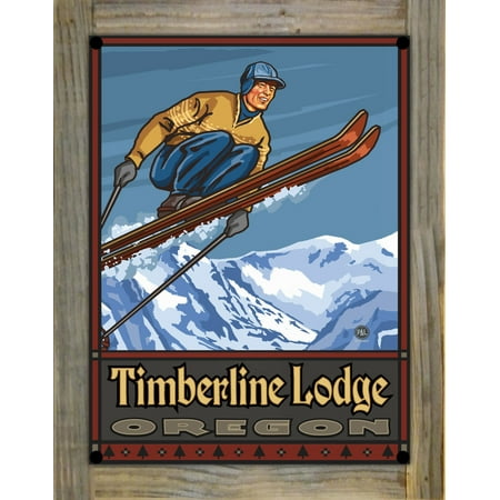 Timberline Lodge Oregon Ski Jumper Metal Print On Reclaimed Barn