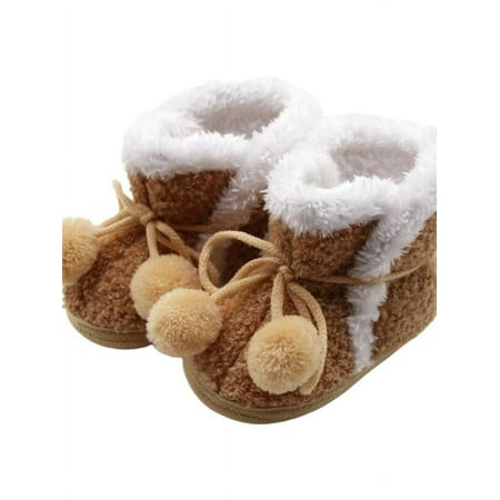 

Topumt Infant Baby Boys Girls Cotton Booties Winter Fleece Warm Cozy Socks Soft Bottom Newborn Toddle First Walkers Crib Shoes