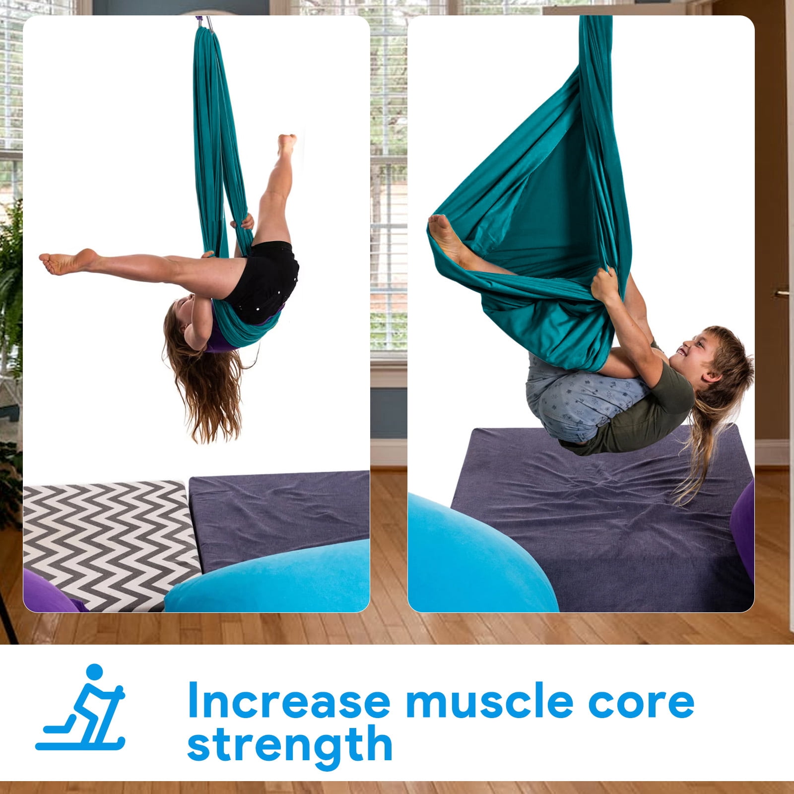 Sensory Swing for Kids Therapy Swing Hammock Indoor Outdoor, Hardware Included, Soft Breathable Nylon Cuddle Swing Joy Hammock for Child Adult with Autism, ADHD, Aspergers, Sensory Integration,Green