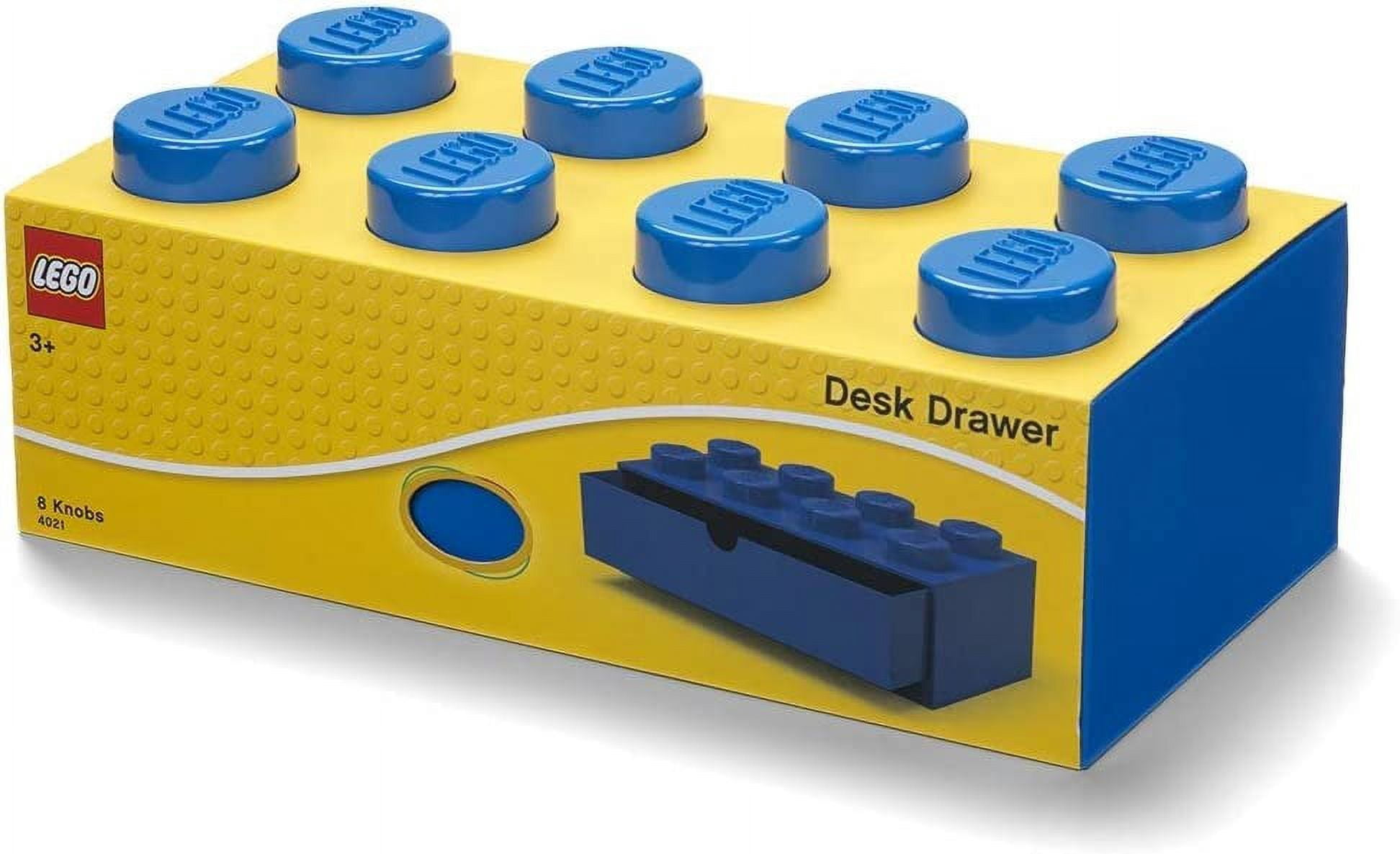Room Copenhagen Lego Storage Brick 8 Desk Drawer, 8-Stud Stackable Tabletop Storage Box, 12.4 x 6.2 x 4.4 in, Bright Blue