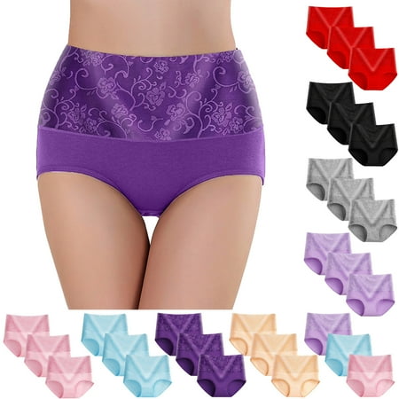 AXXD Sexy Underwear for Women Pack High Waisted Lace Silk Briefs Comfortable Cotton Underwear Sexy Panties Savings