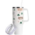 thumbnail image 2 of GZHJMY Cartoon Doodle Bear Head Stainless Steel Vacuum Insulated Mug, Insulated Straw Mug with Handle, Reusable Insulated Travel Mug, 2 of 7