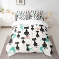 thumbnail image 3 of Manfei Kawaii Black Cat 7-Piece Twin Bedding Sets, Cartoon Cute Animal Bedding Comforter Set, Chic Abstract Ombre Reversible Sheet Sets, Lightweight Room Decor, 3 of 8