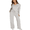 Gray, variant on LYMAYTER XS-3XL Women V Neck Set Loose Long Sleeve Versatile Matching Suit Casual Fashion Sweatsuits