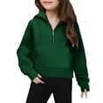 thumbnail image 6 of Girls' Half Zip Hoodie with Thumb Holes Lightweight Pullover Sweatshirt for Kids Loose Fit Long Sleeve Hooded Jacket for School Sports Outdoor, 6 of 8