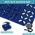 thumbnail image 3 of OTHWAY Square Shower Mat,27"x27" Extra Large Bath Mat,TPE Non-Slip Shower Floor Mat with Suction Cups & Drain Holes,Quick-Drying Shower Mat for Bathroom Decor (Navy Blue), 3 of 8