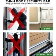 Door Stopper Security Bar with Alarm, 2-in-1 Adjustable Steel Sliding Door Bar, White, 300 lbs of Force, by Guard Dog Security