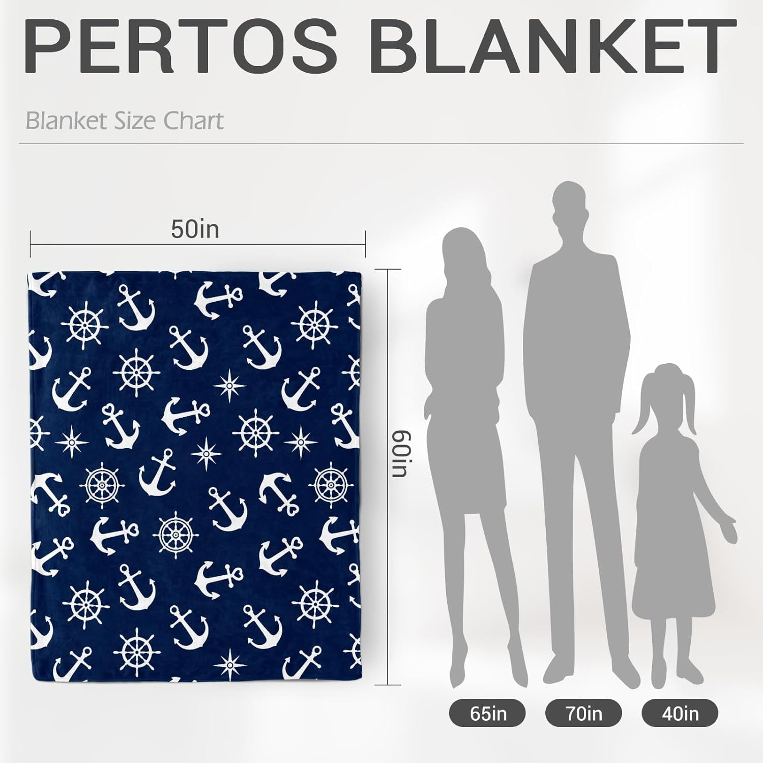 Nautical Anchor Blanket Gifts for Men Women Boaters Sailors Birthday Christmas for Dad Husband Son Fathers Day Presents Sea Ocean Boat Steering Wheel Theme Navy Throw Blankets Dark Blue