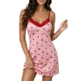 thumbnail image 2 of Xunmmm Women's Halter Nightgown Love Heart Print Lace Trim Sleep Dress Cute Chemise Nighty Sleepwear, 2 of 5