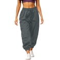 thumbnail image 3 of Cmtiyu Womens Cargo Pants Casual High Waist Drawstring Solid Jogger Pants Outdoor Athletic Trouser with Pockets S-2XL, 3 of 10