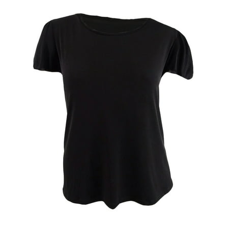 Calvin Klein Women's Plus Size Sweater-Knit-Trim Top (1X, Black)