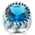 thumbnail image 2 of Luxe Jewelry Designs Women's Rhodium Plated Ring with Sea Blue Synthetic Glass - Size 5, 2 of 2