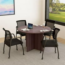 Boss Office Products 47"W Conference Table with 4 Mesh Chairs in Driftwood