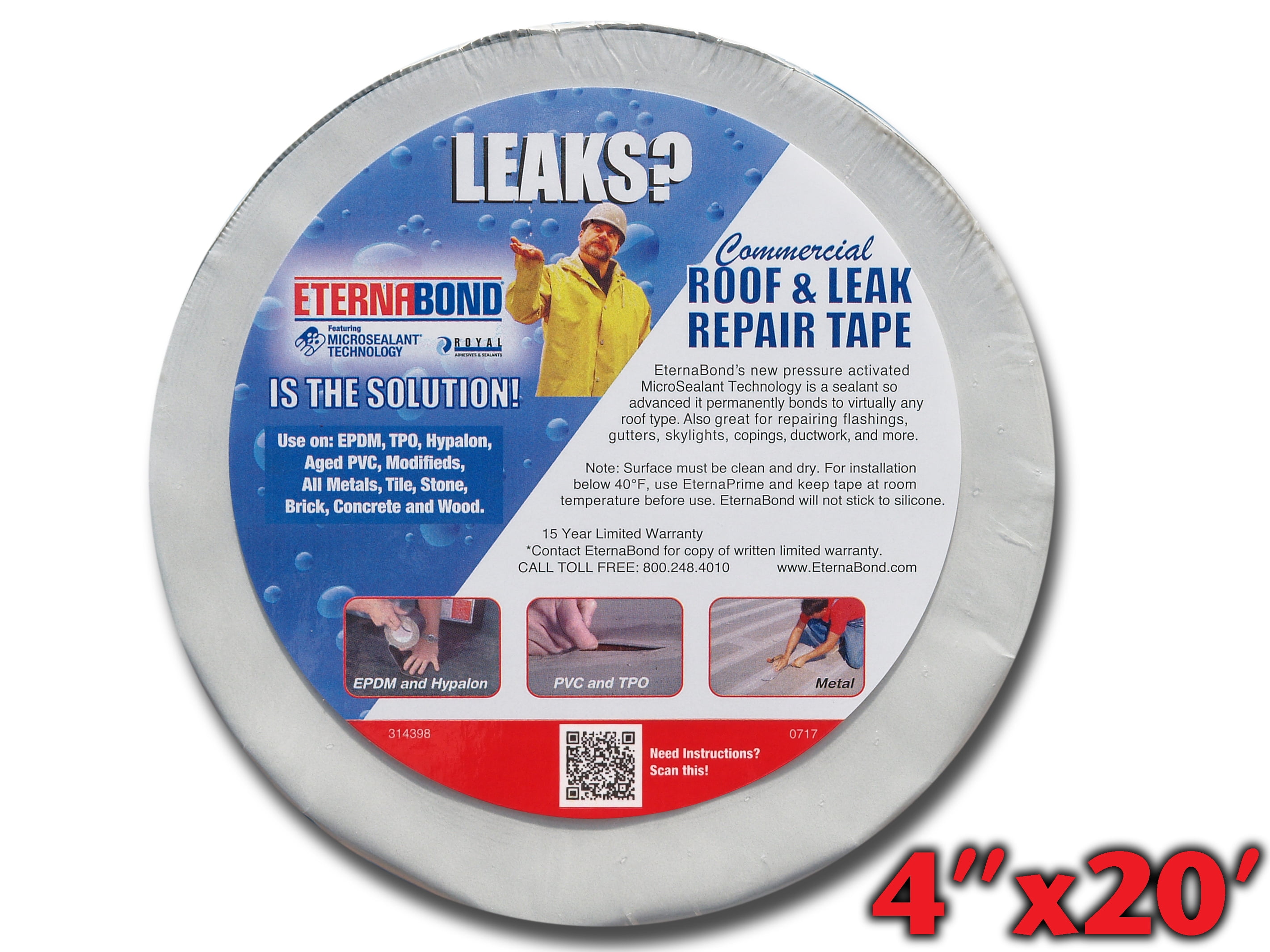 EternaBond TAN Mobile Home RV Rubber Roof Repair Tape Sealant 4 x 10-10 Foot 10 Feet
