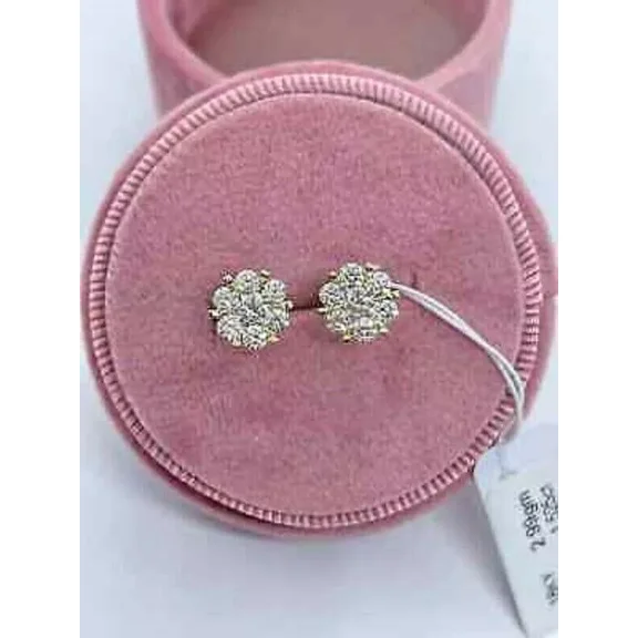 2.50Ct Lab Created Diamond Cluster Diamond Stud Earrings 14K Yellow Gold Plated