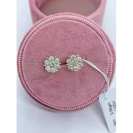 2.50Ct Lab Created Diamond Cluster Diamond Stud Earrings 14K Yellow Gold Plated