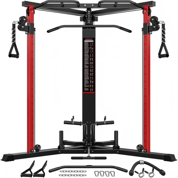 FORGEMUS Cable Crossover Machine, Multi‑Functional Home Gym Trainer, Height‑Adjustable Dual Pulley System, Pull‑Up Bar & Full Accessories for Full‑Body Strength Workouts