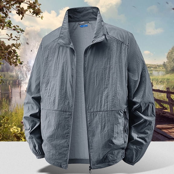 DayScoop Mens Fall Jackets Long Sleeve Outerwear Big & Tall Winter Fashion Thin Sports Multi-bag Casual Loose Mountaineering Outdoor Hoodless Outer Tops Plus Size