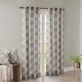 thumbnail image 2 of Madison Park Saratoga Basketweave Grey Ground Soft Beige Fretwork Print Window Curtain, 50x84, Silver Grommet Top, 2 of 5