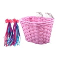 thumbnail image 1 of S SERENABLE Bike Basket Detachable with 2 Ribbons Front Basket for Picnic Riding Pink Basket, 1 of 9