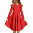thumbnail image 2 of bbymog Dresses for Girls 10-12 Solid Color Fluffy Long Sleeve Layered Dress Girls Clothes Red 5 Years, 2 of 7