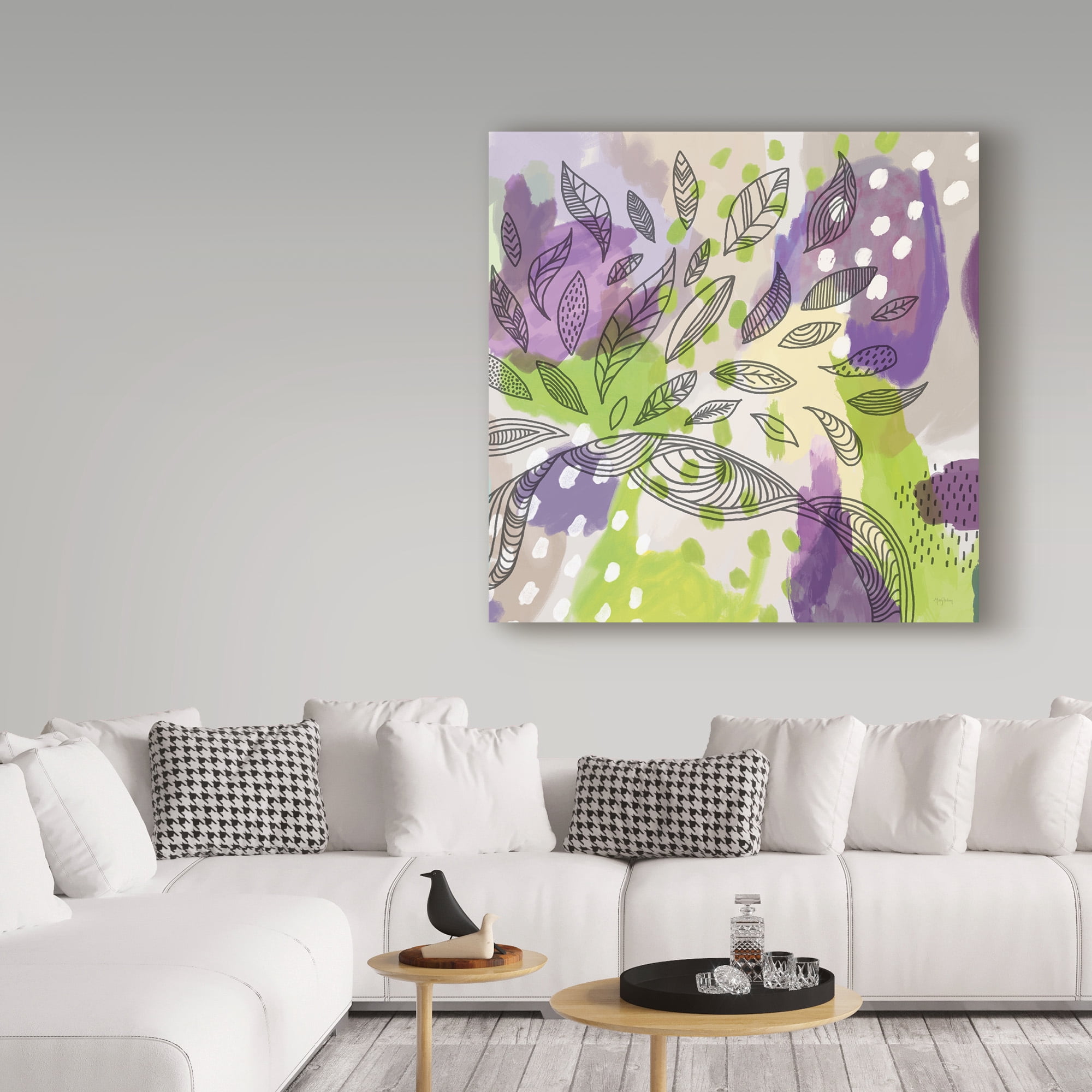 Trademark Fine Art 'Bright Life I Purple Yellow Line Crop' Canvas Art by Mary Urban