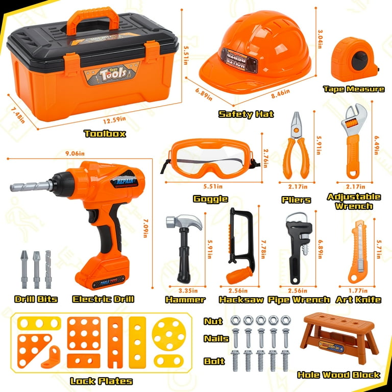 JoyStone 42-Piece Kids Tool Set with Toolbox and Drill photo 8