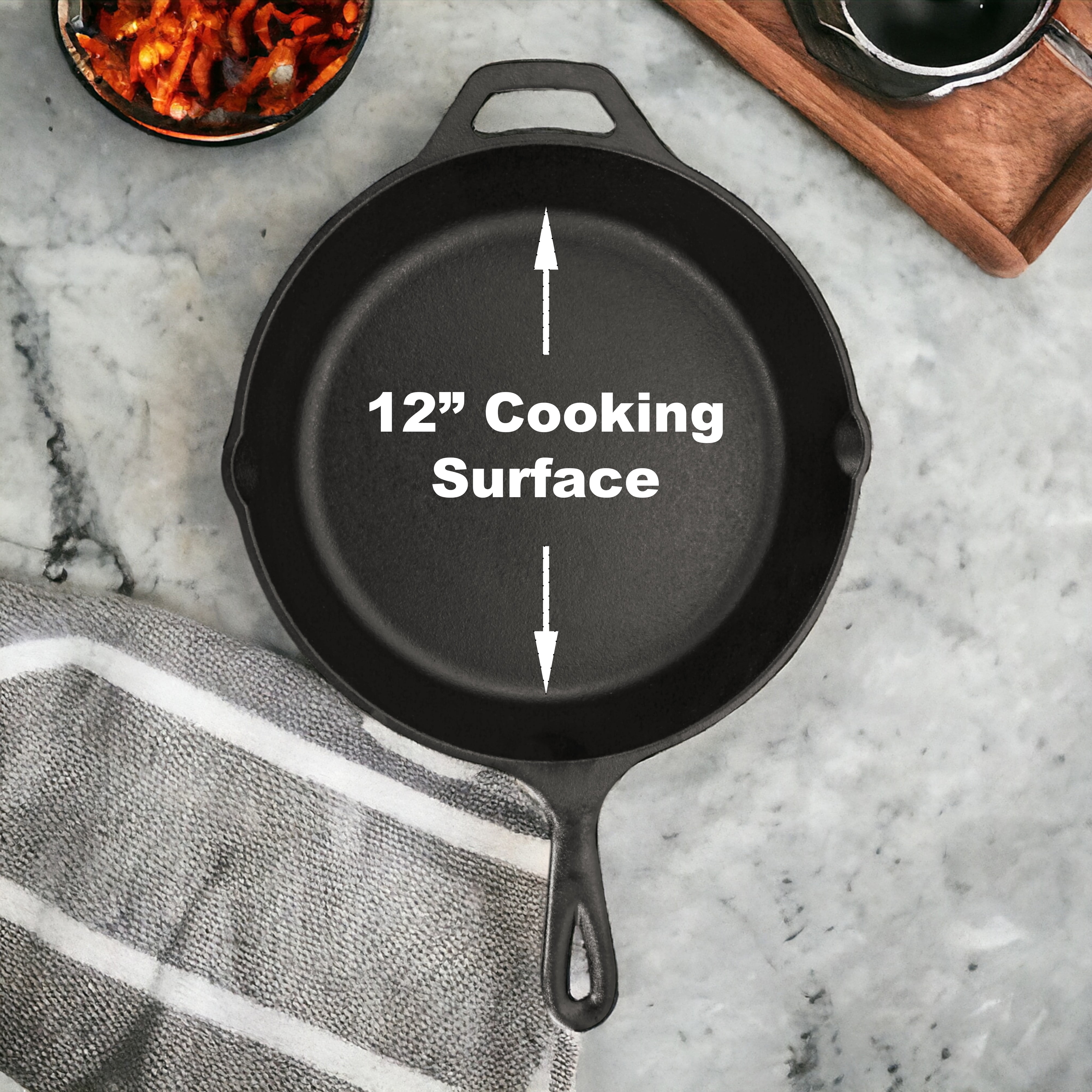 Mainstays Cast Iron Skillet Oven Safe Pre-Seasoned Iron Black, 12 inch