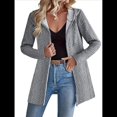 thumbnail image 3 of Abrigo de Invierno Elegante para Mujer, Cárdigan con Capucha, Mangas Largas y Cremallera, Otoño/Invierno Gris S, 3 of 8