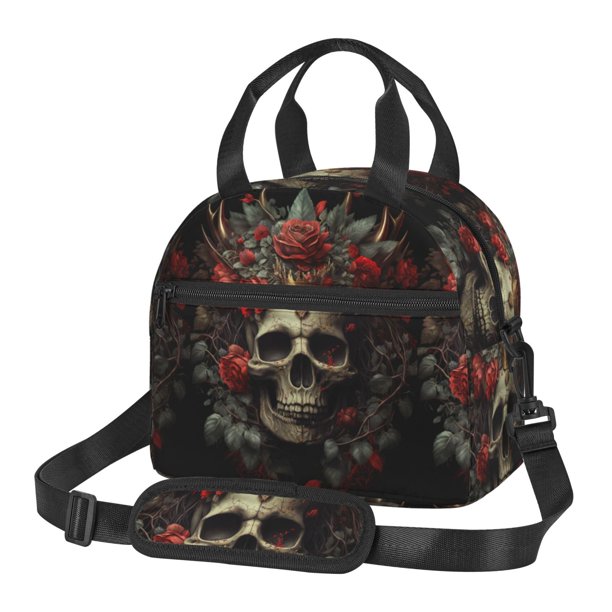 Fotbe Classical Rose Crown Skull Bolsa de Almuerzo con Estampado, Lonchera Aislada, Contenedores de Comida Reutilizables Tipo Cooler a Prueba de Fugas