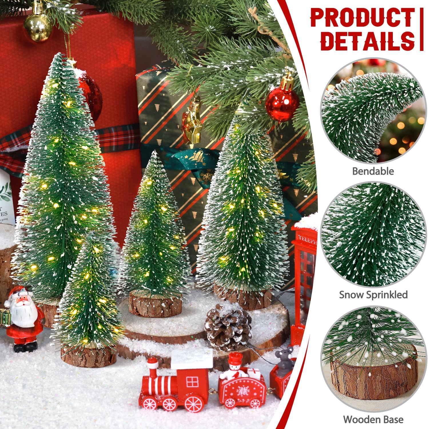 Ayieyill 4-Piece Mini Christmas Tree Set with LED Lights photo 7