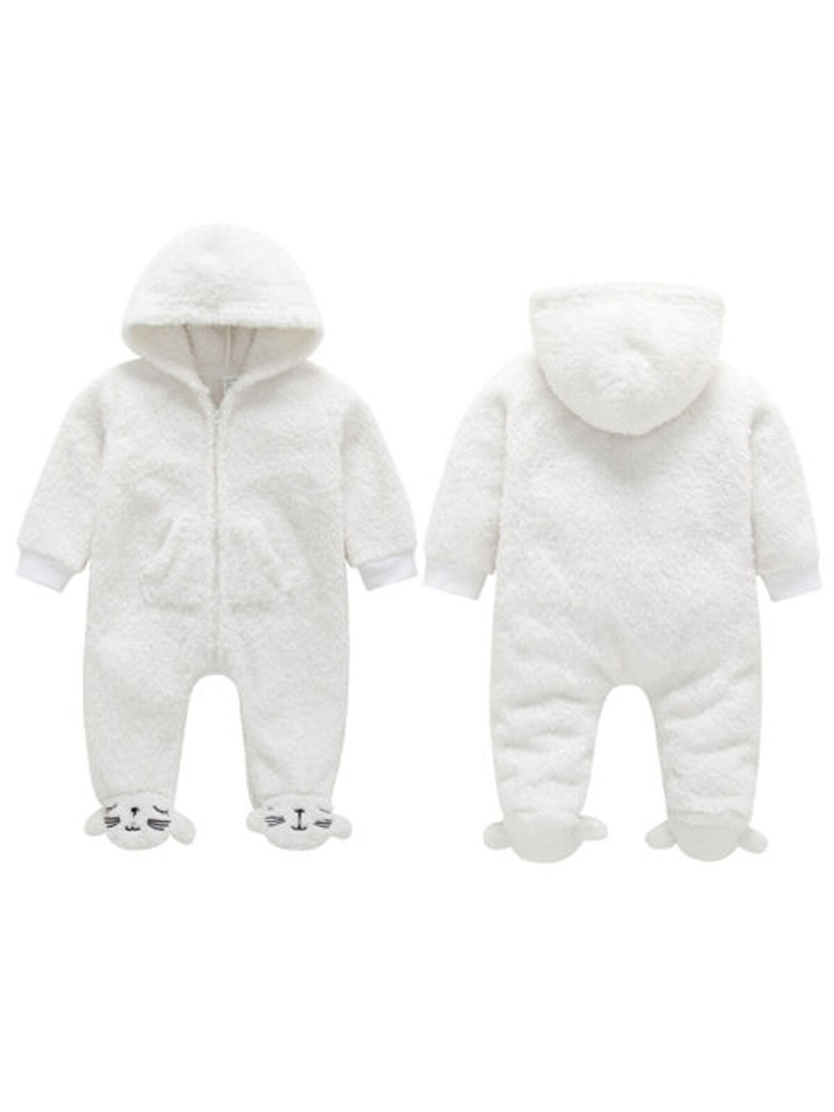 Fluffy Newborn Kids Baby Girl Boy Warm Bodysuit Romper Jumpsuit Clothes Outfits