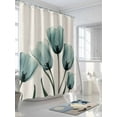 thumbnail image 3 of Shower Curtains Turquoise Tulip Bath Curtain Retro Plant Floral Waterproof Bathroom Shower Curtain Set with Hooks Decoration 36 x 72 Inches, 3 of 7