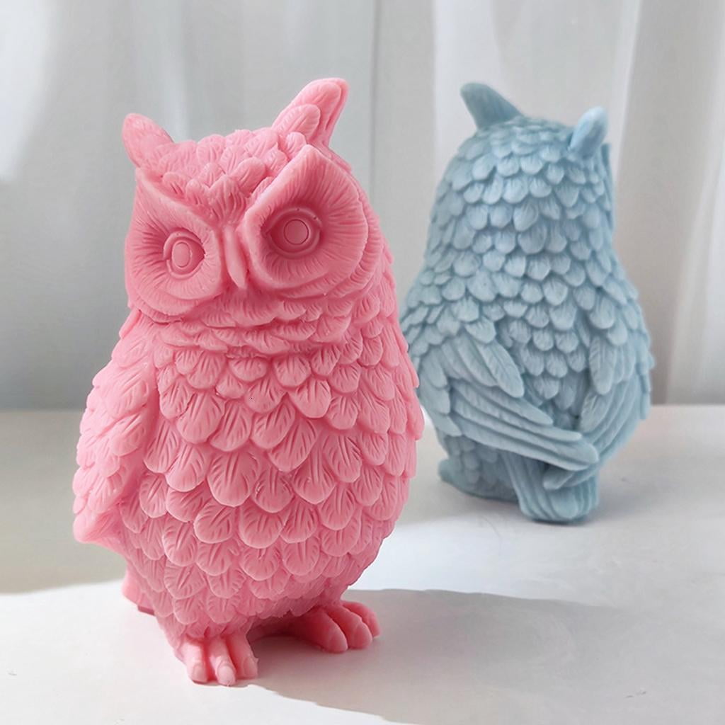 Osdhezcn Standing Owl Silicone Molds Epoxy Resin Mold Candle Mold for Making Craft