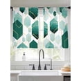 thumbnail image 3 of Turquoise Marble Semi Sheer Window Curtains 45 Inches Long, Gold White Geometric Hexagon Modern Rod Pocket Voile Silky Chiffon Curtain Light Filtering Drapes for Living Room, 52"x45", 2 Panels, 3 of 9