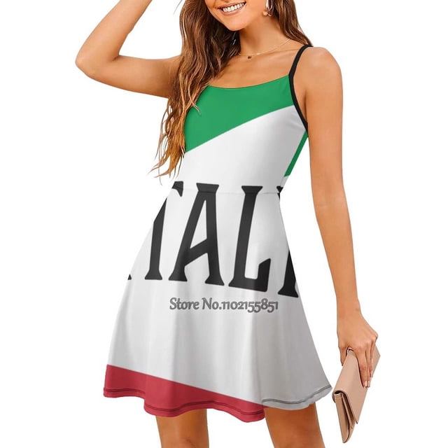 Robe Dos Nu à Lacets Italie Robe Col Carré Mode Imprimée Robe 6TG Italie Drapeau Italien Italie Drapeau Européen