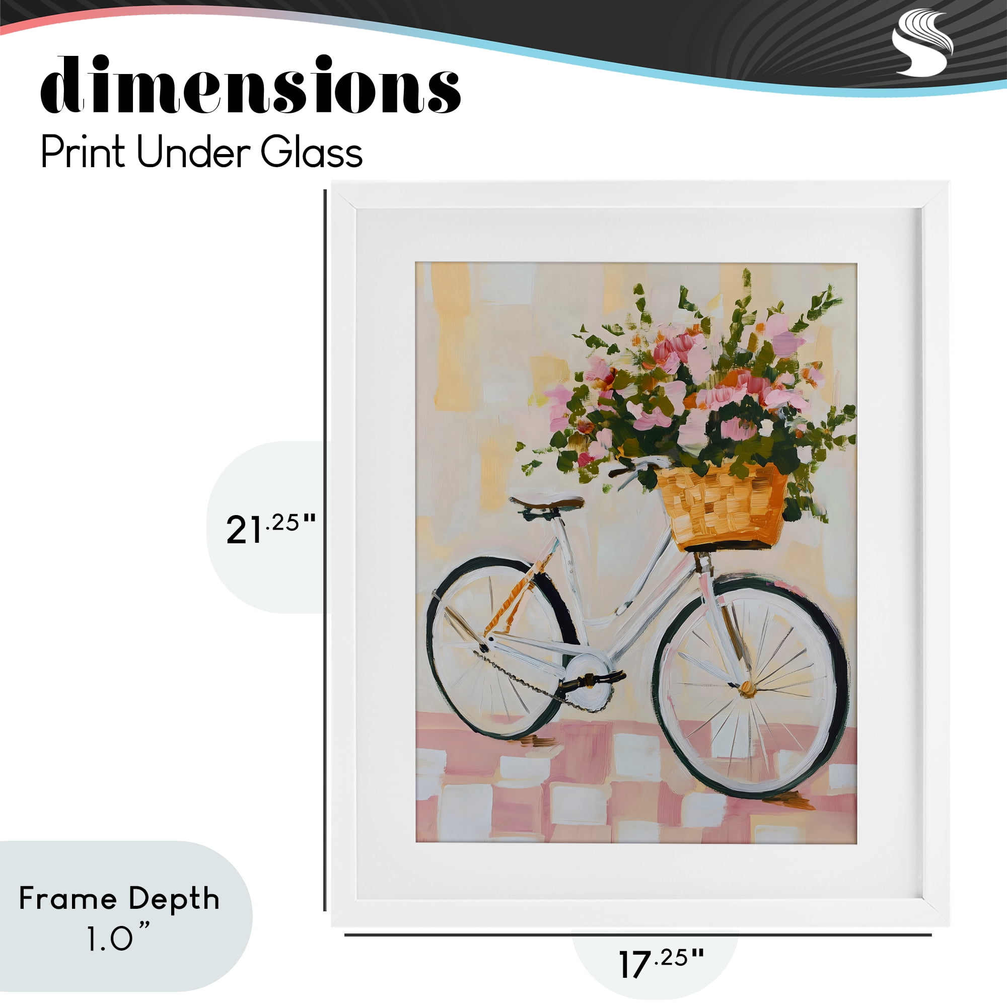 Stupell Industries Blooming Bicycle Basket White Framed Print Under Glass, design by The Prints Vibe
