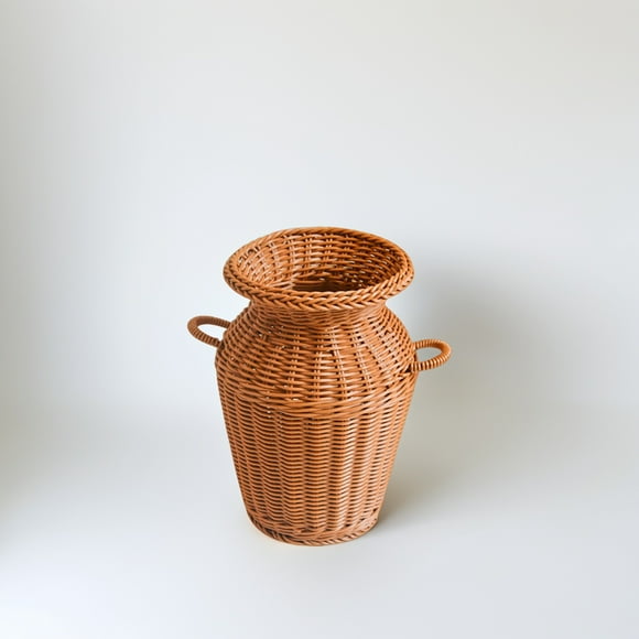 unbranded 1Ud Canasta De Ratán Marrón Para Flores Artificiales Y