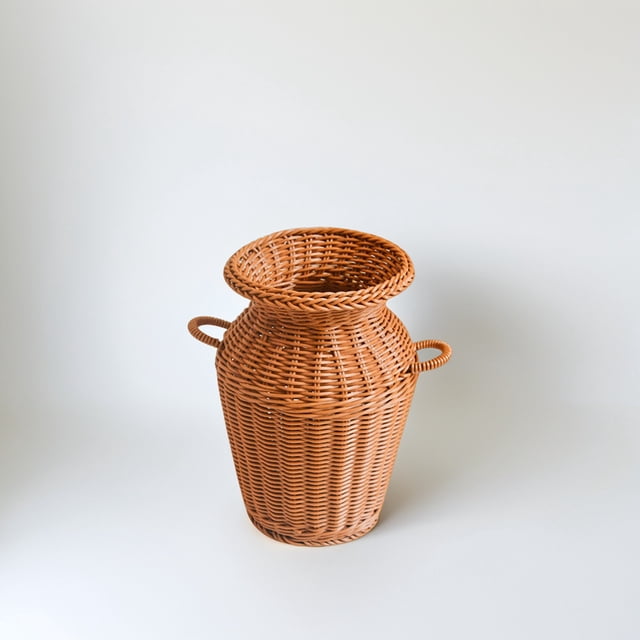 unbranded 1Ud Canasta De Ratán Marrón Para Flores Artificiales Y