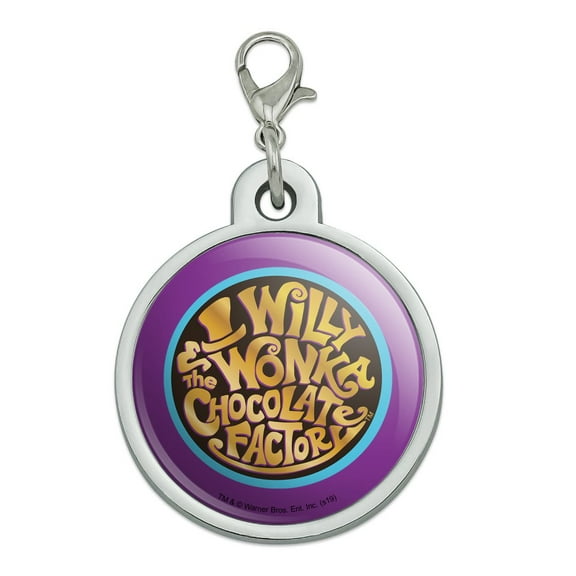 Willy Wonka and the Chocolate Factory Logo Chrome Plated Metal Pet Dog Cat ID Tag