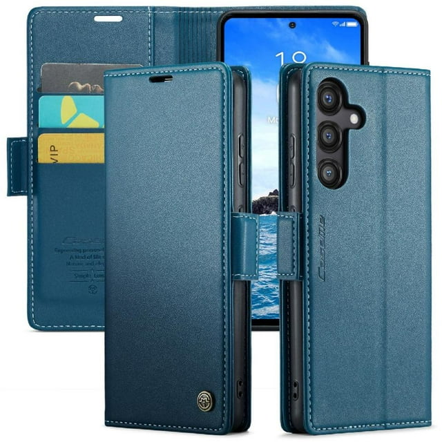 Funda tipo cartera Samsung Galaxy S24 FE con cierre magnético, RFID, tarjetero, soporte, carga inalámbrica