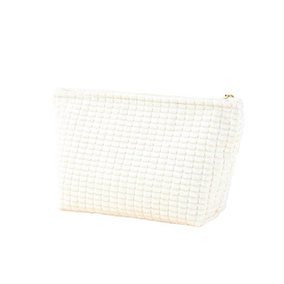 Leodye 1PCS Corduroy Large-capacity Makeup Toiletry Bag Stylish Spacious Daily Use Girls Women Travel Handheld Bag -6.1x4.92x2.75in