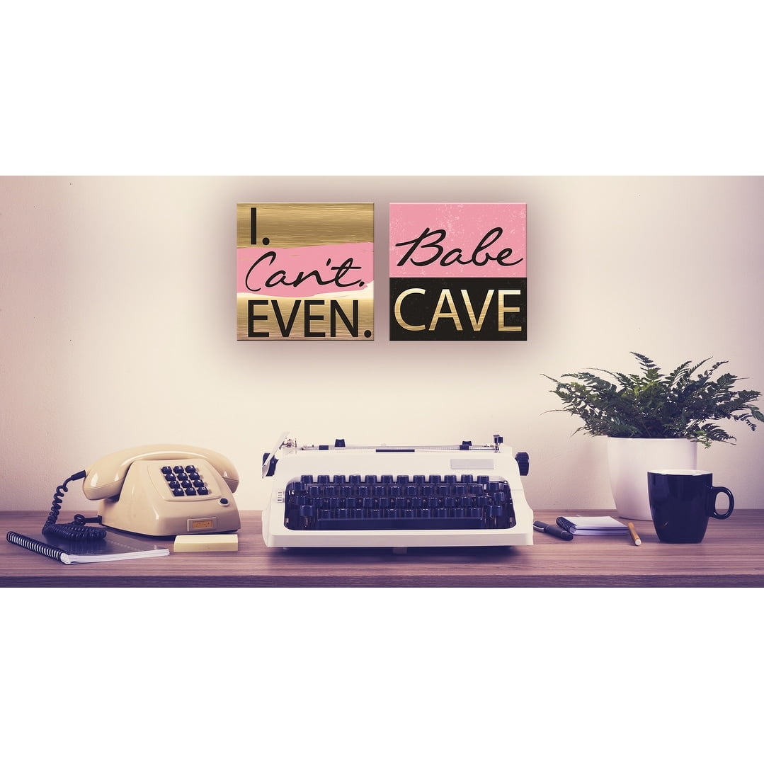 Stupell Babe Cave Pink and Gold Wall Plaque Art
