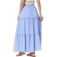 thumbnail image 3 of INSPIRE CHIC Women's A Line Maxi Skirt High Waist Ruffle Tiered Belt Lattice Texture Casual Long Skirts S Light Blue, 3 of 6