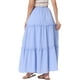 thumbnail image 3 of FALDA MAXI A LINEA PARA MUJER INSPIRADA CHIC, CINTURA ALTA, VOLANTE, CAPAS, CINTURÓN, TEXTURA DE REJILLA, FALDAS LARGAS CASUAL XL AZUL CLARO, 3 of 6