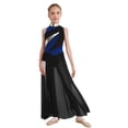 thumbnail image 1 of Moggemol Robe de Danse Sans Manches pour Filles Robe de Danse Contemporaine Fendue Longue Jupe Noire Bleue 12, 1 of 4