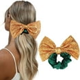 thumbnail image 5 of Yoyauz Christmas Bow Headband Green Bow Headband Red Velvet Elastic Headband Bow Headband Christmas Hair Accessories For Ladies And Girls, 5 of 6